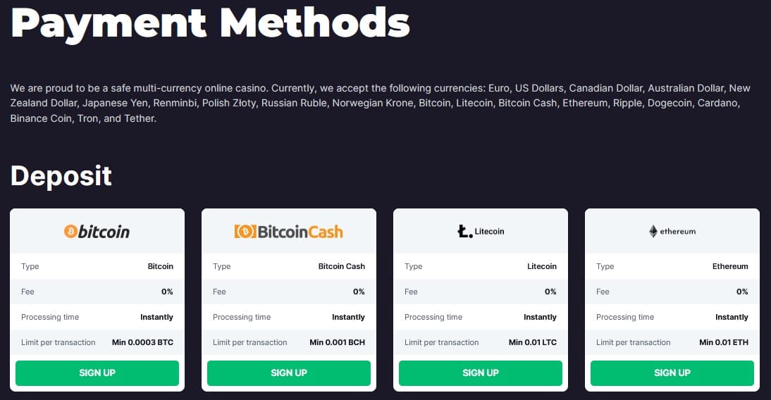 bitStarz casino payments